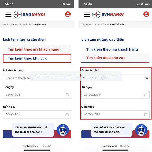 Tra cứu lịch cúp điện Hà Nội hôm nay trên website